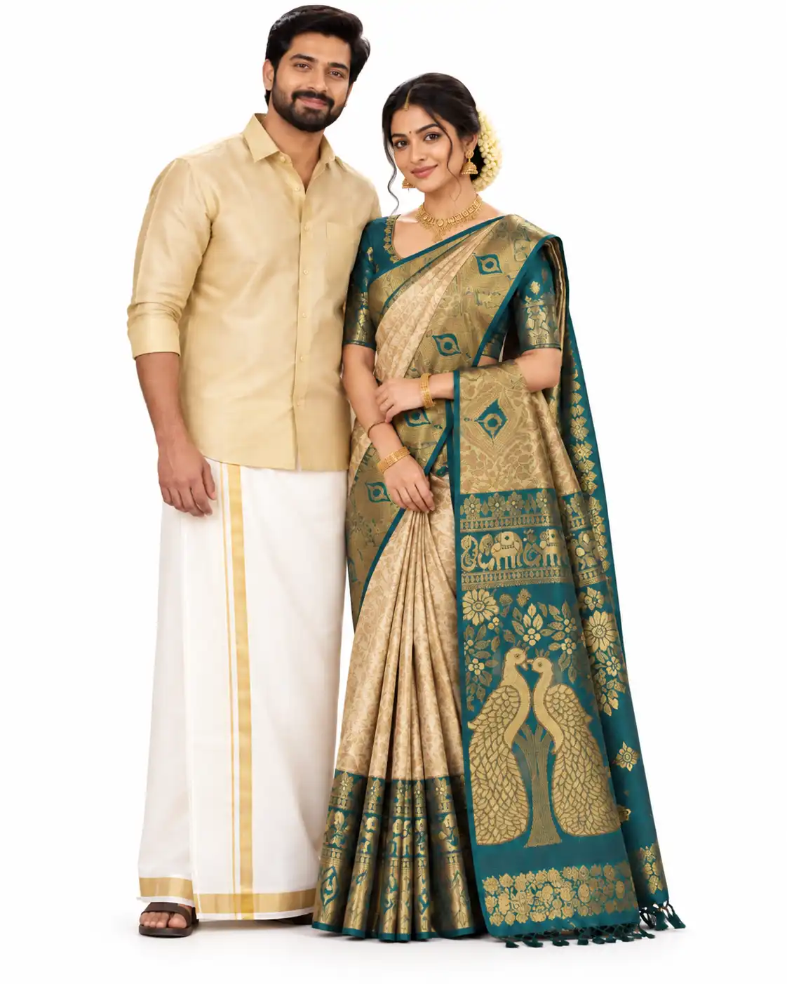 Yellowish Gold & Mint Green Couple Combo 42cm Full Sleeve