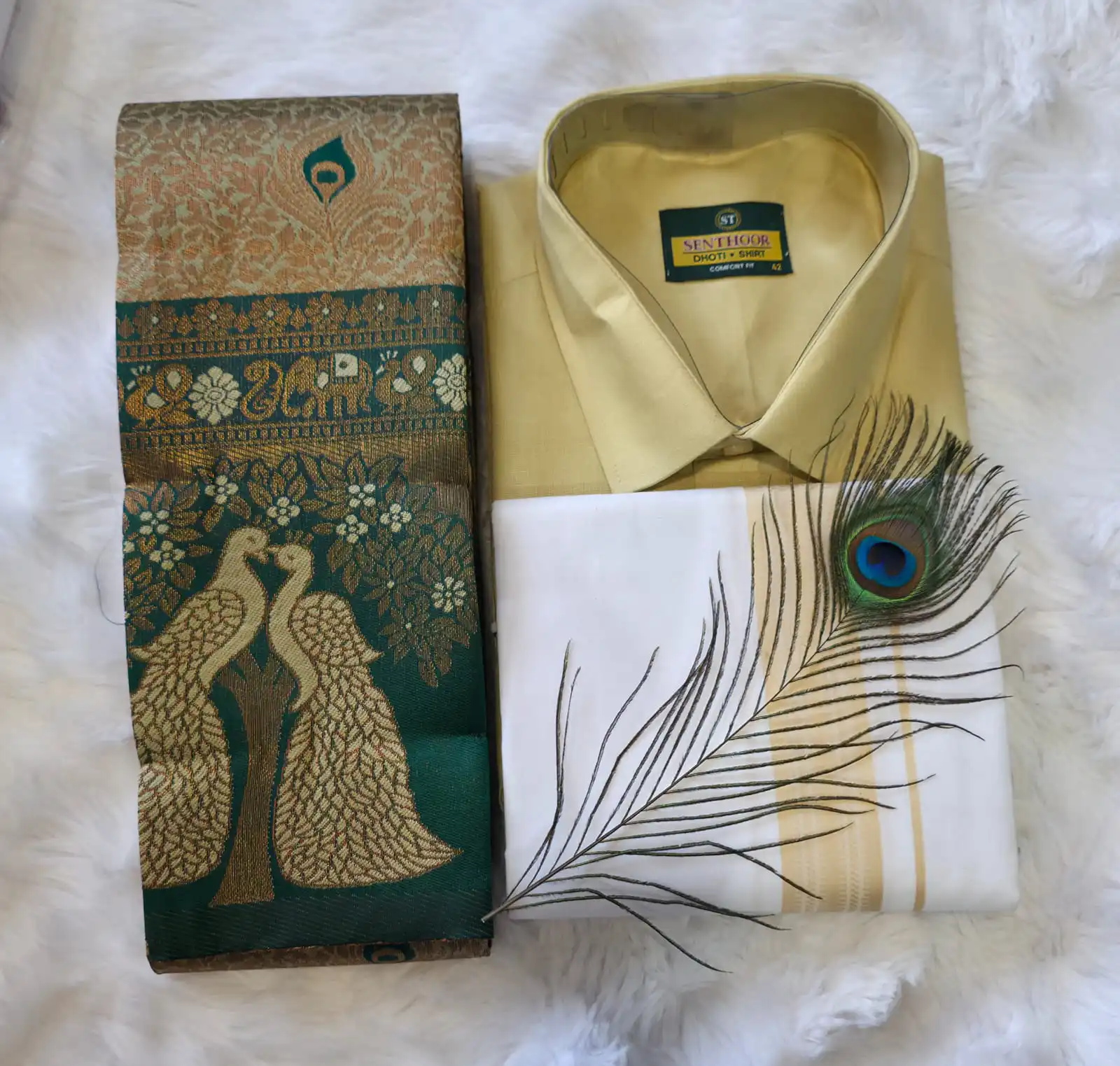 Yellowish Gold & Mint Green Couple Combo 42cm Full Sleeve - Image 2