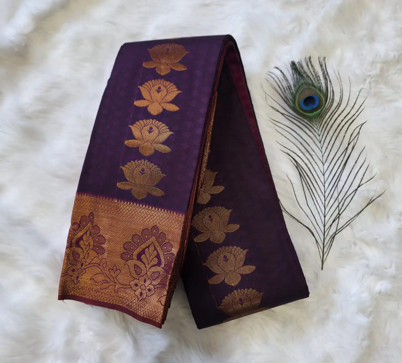 Deep Plum purple & Wine purple Kubera Pattu - Image 2