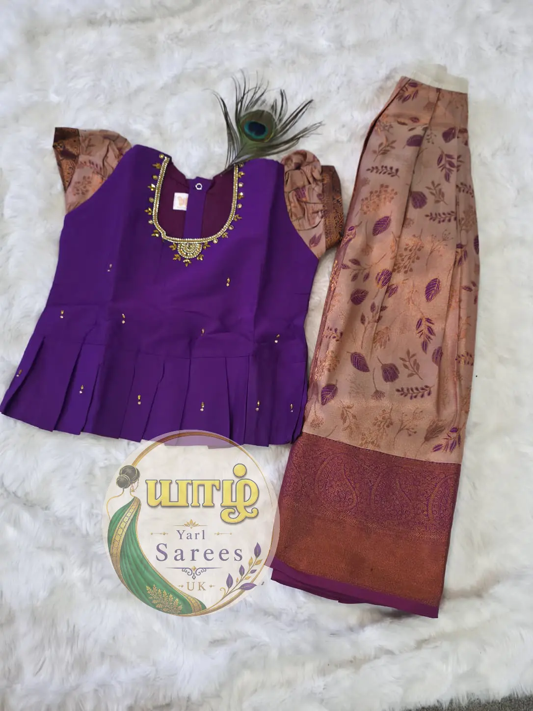 Deep royal purple and warm champagne 10-11 years girl - Image 2