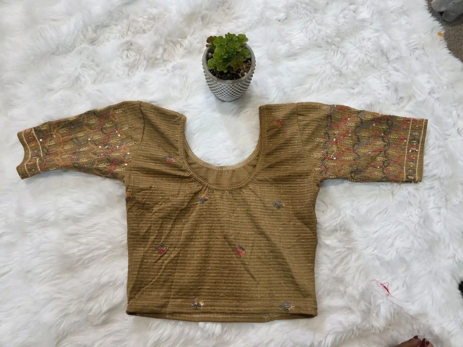 Muted Antique Bronze-Brown Stretchable Blouse - Image 2