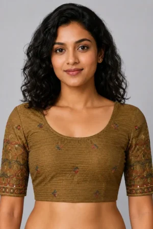 Muted Antique Bronze-Brown Stretchable Blouse