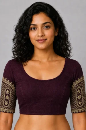 Deep Plum Stretchable Stitched Blouse