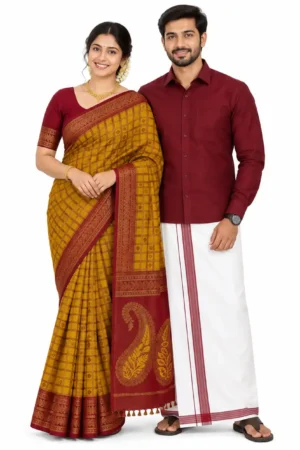 Rich Mustard Gold & Deep Maroon 42cm Full Sleeves