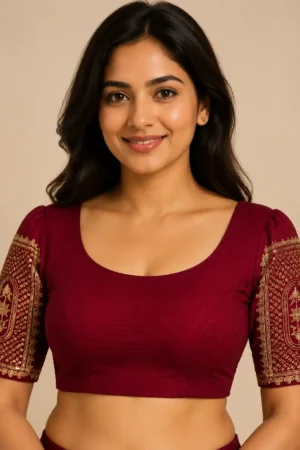 Deep Maroon Red Stretchable Stitched Blouse